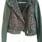 ZARA Black and White Wool Leather Jacket SMALL