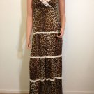 Anthropologie Animal Leopard Maxi free people gypsy crochet lace Dress MEDIUM