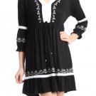 Pretty Black White Dress sequin beaded embroidered crochet hippie boho SMALL