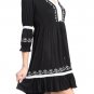 Pretty Black White Dress sequin beaded embroidered crochet hippie boho SMALL