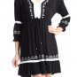 Pretty Black White Dress sequin beaded embroidered crochet hippie boho SMALL