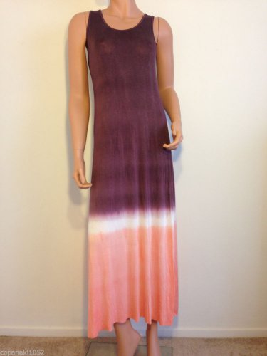 Maxi Ombre Dress Tie Dye Mauve Pink White Long hippie boehmian boho SMALL