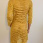 Mustard yellow CROCHET BOHO DRESS knit long sleeve hippie bohemian SMALL MEDIUM