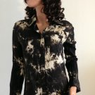 Tie Dye Ombre vtg Beige shirt top blouse retro boho hippie bohemian 70s SMALL