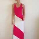 Pink Maxi dress striped colorblock color block long white sexy hippie SMALL