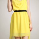 Yellow black maxi mini asymmetrical summer DRESS MEDIUM
