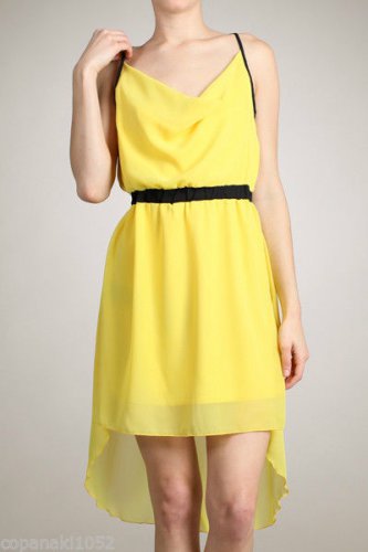 Yellow black maxi mini asymmetrical summer DRESS MEDIUM