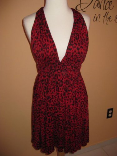 Animal polka dot - Leopard Cheetah - Red mini sexy urban Dress XS