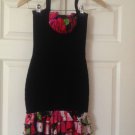 BEBE Black Floral Dress 2 0 bondage bandage ruffle bodycon sexy Extra Small xs