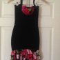 BEBE Black Floral Dress 2 0 bondage bandage ruffle bodycon sexy Extra Small xs