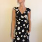 Polka Dot Wrap Dress Black Cream White retro mod SMALL