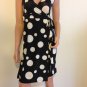 Polka Dot Wrap Dress Black Cream White retro mod SMALL