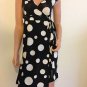 Polka Dot Wrap Dress Black Cream White retro mod SMALL