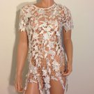 White lace crochet style top tunic blouse MEDIUM