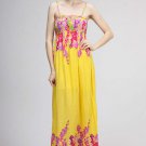 YELLOW floral maxi DRESS trendology anthropologie hippie XS SMALL MEDIUM LARGE