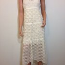 Free People Anthropologie Ivory Lace maxi Dress Crochet LARGE