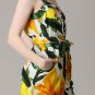 Floral romper jumpsuit green yellow dressy bohemian print hippie retro S M L