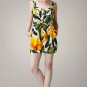 Floral romper jumpsuit green yellow dressy bohemian print hippie retro S M L