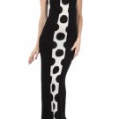 White Black polka dot maxi dress Striped long retro SMALL MEDIUM