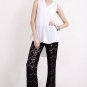 BLACK LACE PANTS 70s inspired boho crochet hippie flare Bell SMALL
