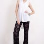 BLACK LACE PANTS 70s inspired boho crochet hippie flare Bell SMALL