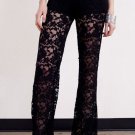 BLACK LACE PANTS 70s inspired boho crochet hippie flare Bell  LARGE