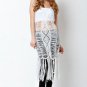 White Free People Anthropologie 20s Gatsby maxi Dress flapper fringe deco LARGE