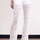 WHITE LACE PANTS 70s inspired boho crochet hippie flare Bell  LARGE