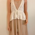 Free people Anthropologie Dress Beige White Lace SMALL