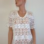 White Crochet Lace Blouse Shirt free spirit Top hippie people Bohemian MEDIUM