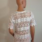 White Crochet Lace Blouse Shirt free spirit Top hippie people Bohemian MEDIUM