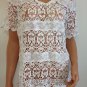 White Crochet Lace Blouse Shirt free spirit Top hippie people Bohemian MEDIUM