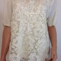 Ivory Cream crochet top blouse tunic hippie bohemian LARGE
