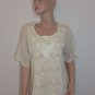 Crochet Lace Tunic Blouse Top hippie bohemian hobo gauze LARGE