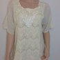 Crochet Lace Tunic Blouse Top hippie bohemian hobo gauze LARGE