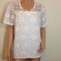 White Crochet Lace Blouse Shirt Top hippie hobo gauze EXTRA LARGE