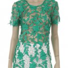 Battenburg Lace Crochet Blouse Top green SMALL