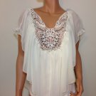 Freeway Anthropologie Crochet lace Beaded Blouse Top SMALL