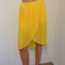 Anthropologie Romeo and Juliet yellow pleated maxi mini asymmetrical skirt SMALL