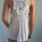 White Crochet back shirt top blouse asos topshop anthropologie racerback MEDIUM