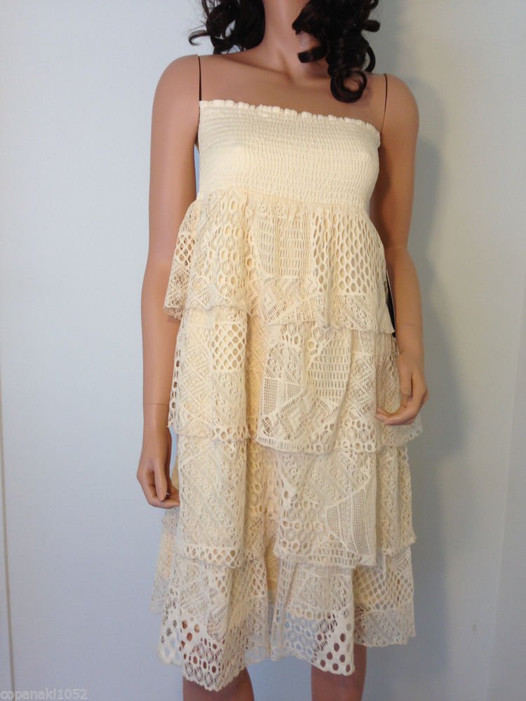 SOLITAIRE ANTHROPOLOGIE Crochet dress boho hippie bohemian MEDIUM