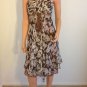 Brown Beige Gallano France Silk boho lace hippie bohemian festival Dress SMALL