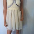 White IVORY DRESS bridesmaid  high low asos strapless homecoming beaded SMALL