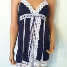 HIPPIE TOP boho embroidered crochet  lace blue white shirt bohemian blouse SMALL