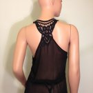 Isabella Rodriguez black sheer lace crochet vest beach hippie top blouse SMALL