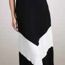 Black white CHEVRON DRESS striped color block colorbloc maxi long jersey MEDIUM