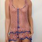 Crochet Dress Pink Beige Blue beach vtg scallop cover up top blouse High Low S M