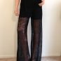 Black Lace Crochet Pants maxi long hippie bohemian SMALL