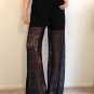 Black Lace Crochet Pants maxi long hippie bohemian SMALL