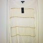 BEBE gold chain trim silk tunic ivory cream white blouse top SMALL NWT